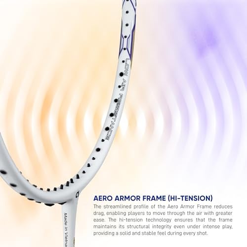 Apacs Accurate 77 (Unstrung, 6.8mm Extra Slim Shaft) 35 LBS Max Tension | Made in Vietnam | Aero Armor Frame (Hi-Tension) | 100% Japanese Graphite Badminton Racket with Free Full Cover (Pearl White) - Image 2