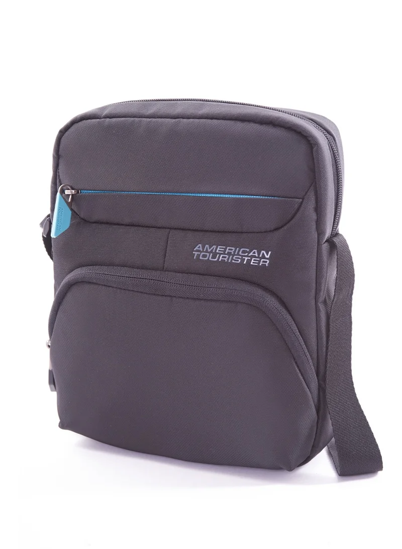 AMERICAN TOURISTER Amber Vertical Shoulder Bag 100% Polyester, Blue|Outer Pockets|Internal Organizer|Adjustable Strap|Tablet Compartment - 1 Year International Warranty
