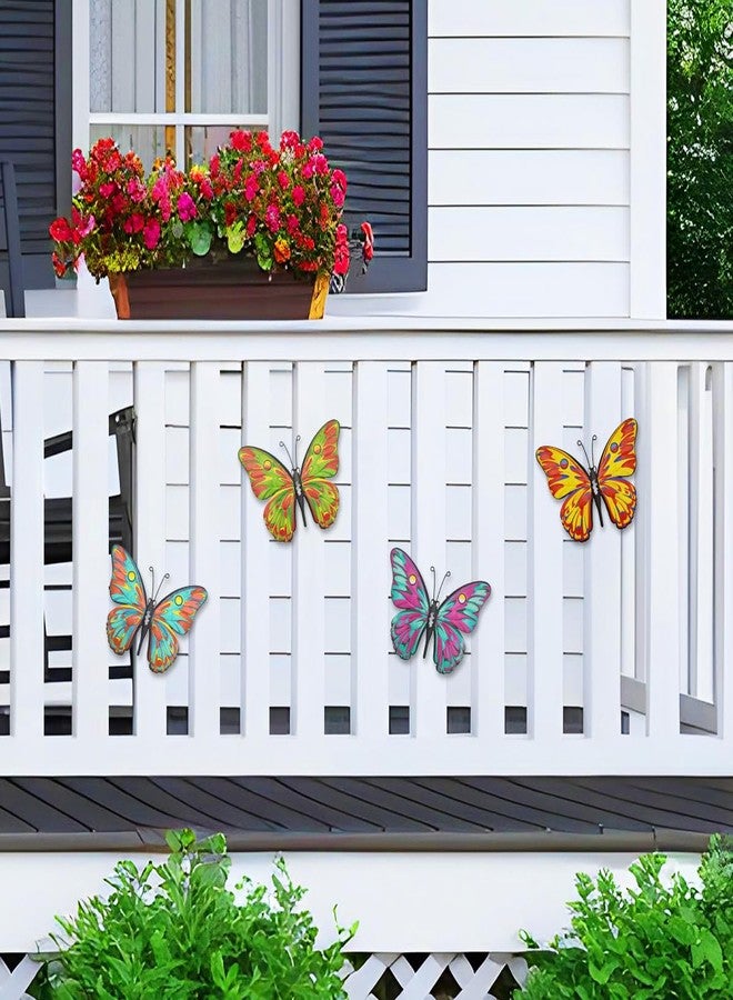 Daogtc Metal Butterfly Wall Decor - 9.6" Outdoor Fence Wall Art Decor, Hanging for Garden Yard Living Room Bedroom Patio Balcony,Gift for Family Friends(4 Pack) (Butterfly-F) - Image 4