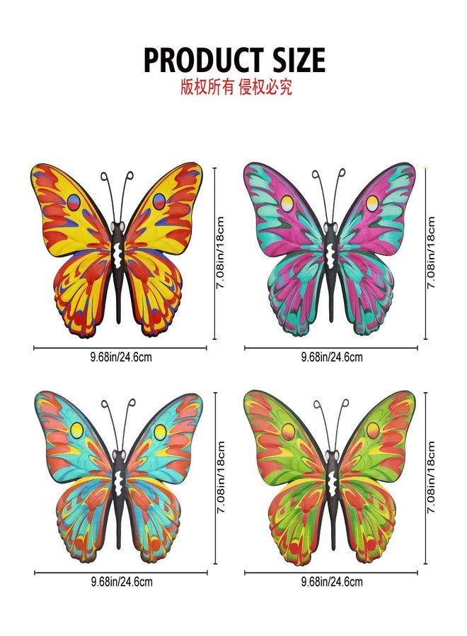 Daogtc Metal Butterfly Wall Decor - 9.6" Outdoor Fence Wall Art Decor, Hanging for Garden Yard Living Room Bedroom Patio Balcony,Gift for Family Friends(4 Pack) (Butterfly-F) - Image 3