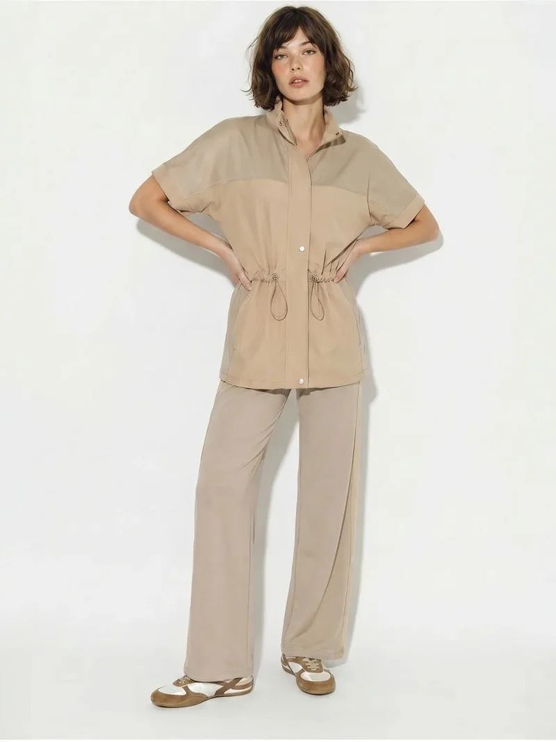 بيانكو لوتشي LUCCI Solid Wide-leg Cardigan And Trouser Set