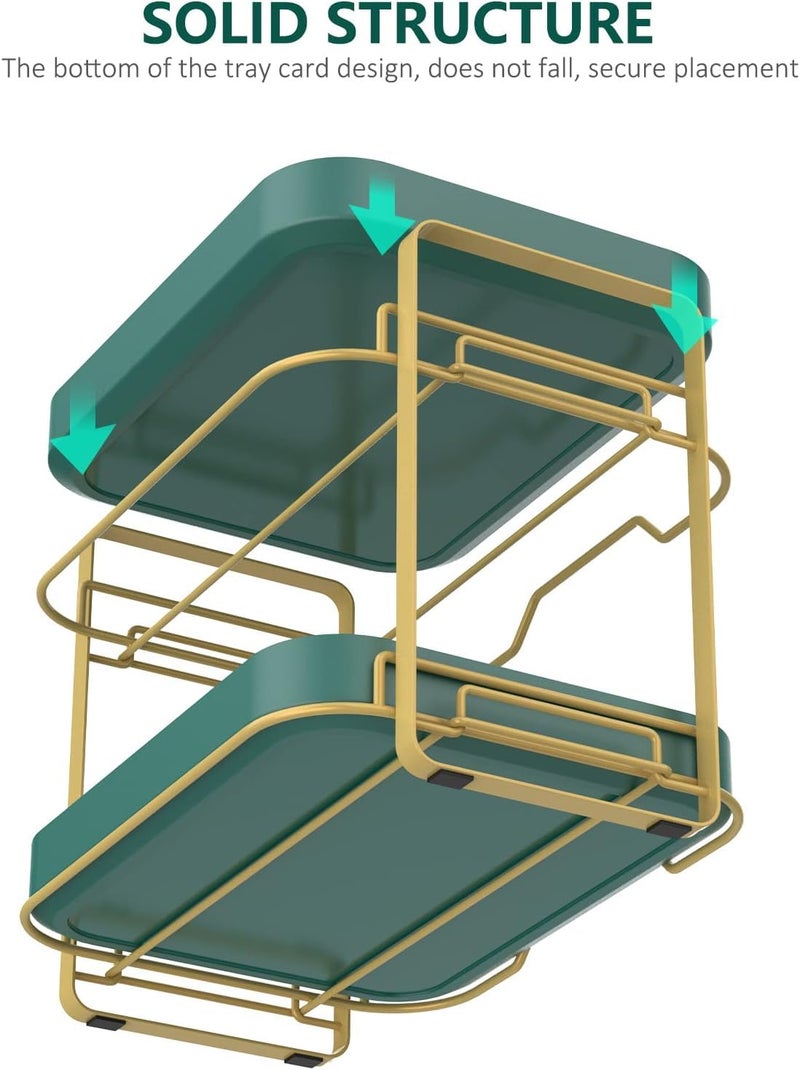 Kitwe 2 Layer Storage Rack Shower Caddy Shelf Large Capacity For Table Sundries Cup Drying Rack with Drain Tray - Image 2