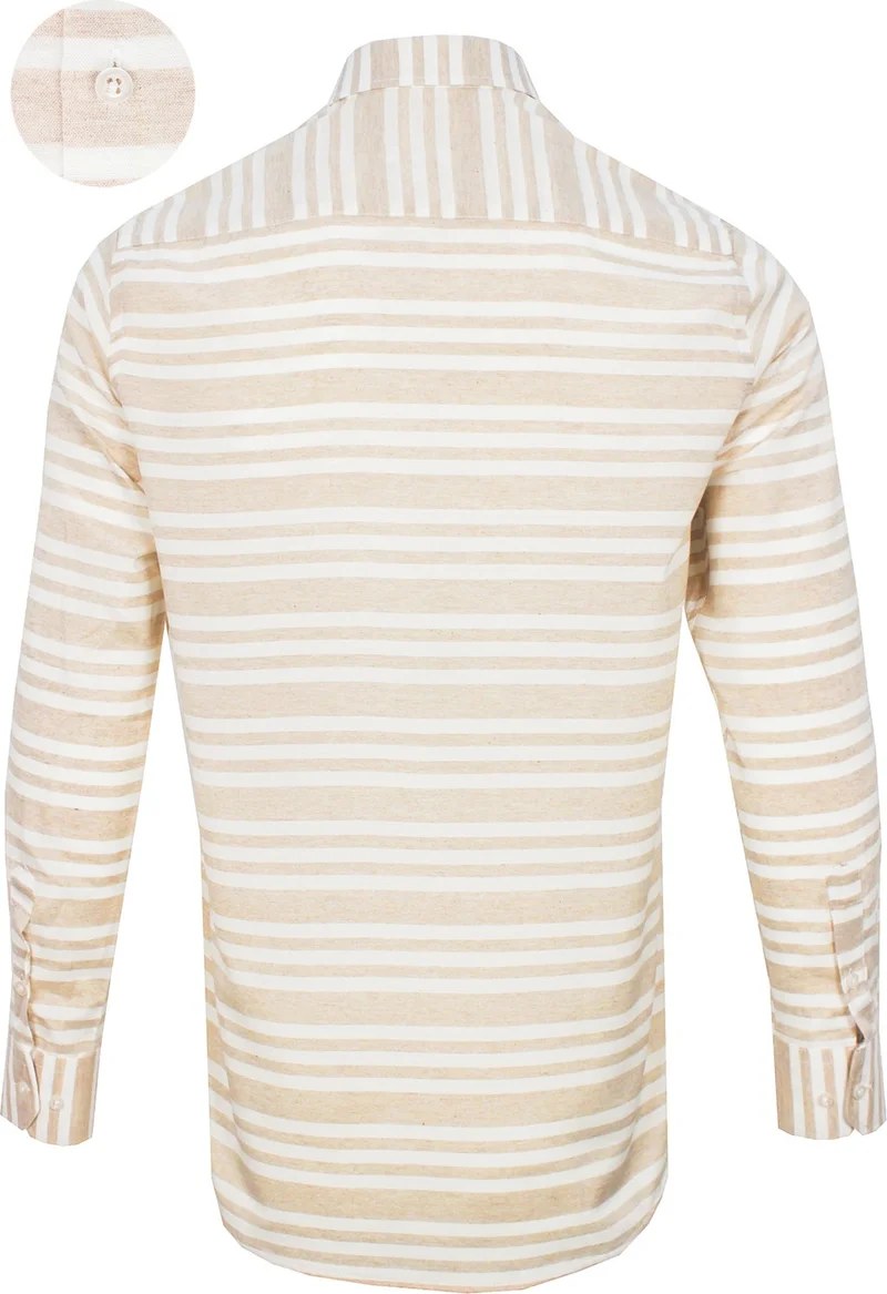 فاريتا Men's Taba Color Striped Board Pattern Long Sleeve Button Collar Classic Cut Shirt
