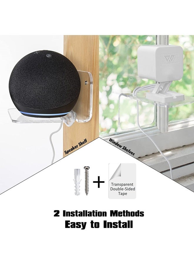 بكومور 3 قطع رف حائط أكريليك صغير متعدد الاستخدامات مع مشابك كابلات لاستخدامات المنزلية العامة مناسب لجميع الأجهزة الخفيفة الوزن لا يتطلب الحفر تخزين/تنظيم/حامل - Image 2