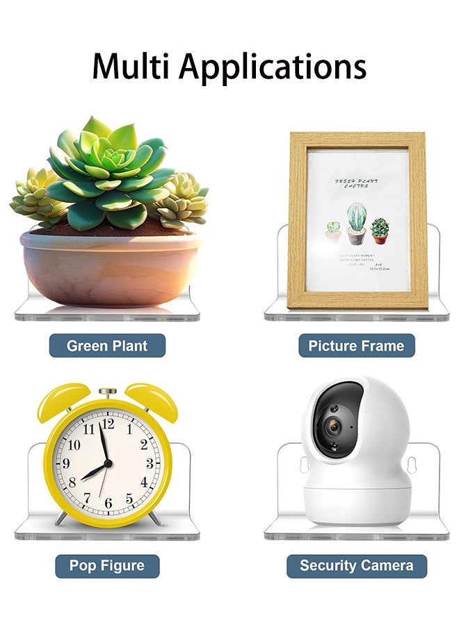 بكومور 3 قطع رف حائط أكريليك صغير متعدد الاستخدامات مع مشابك كابلات لاستخدامات المنزلية العامة مناسب لجميع الأجهزة الخفيفة الوزن لا يتطلب الحفر تخزين/تنظيم/حامل - Image 5