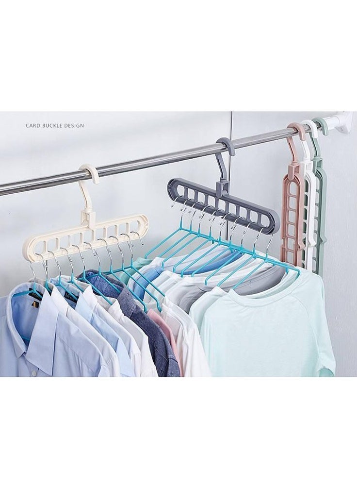 2 Pieces,Beige,Multi - function 9 - Hole Folding Magic Hanger | Space - Saving Clothes Organizer for Home, Dormitory, Bedroom  - Image 4