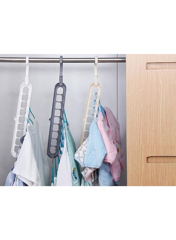 2 Pieces,Beige,Multi - function 9 - Hole Folding Magic Hanger | Space - Saving Clothes Organizer for Home, Dormitory, Bedroom  - Image 5