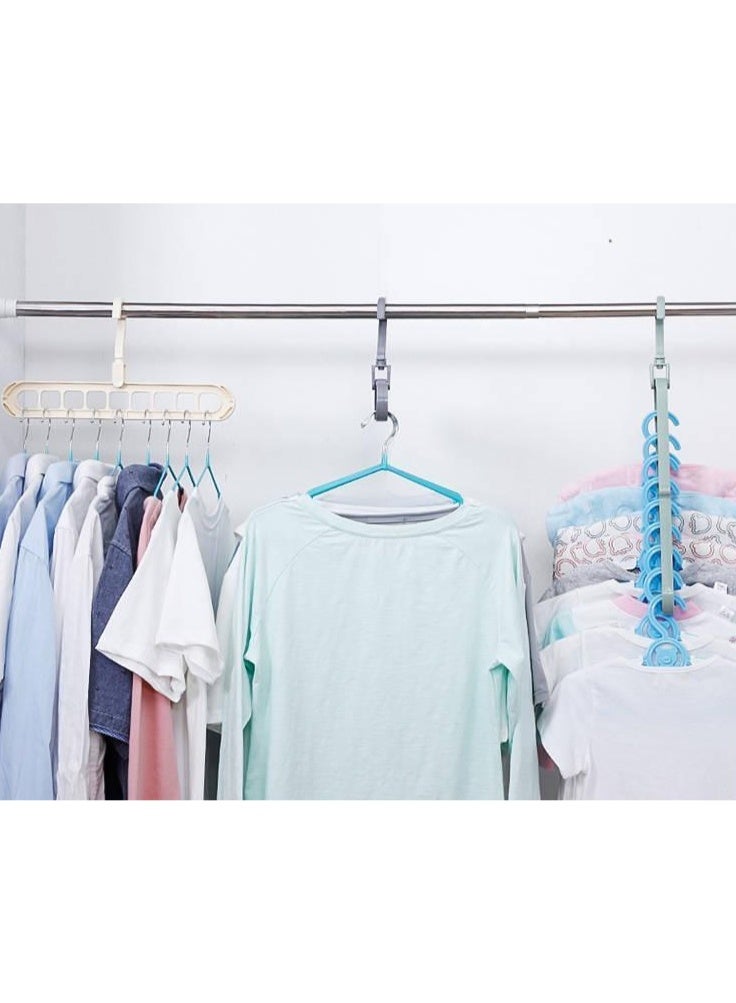 2 Pieces,Beige,Multi - function 9 - Hole Folding Magic Hanger | Space - Saving Clothes Organizer for Home, Dormitory, Bedroom  - Image 2