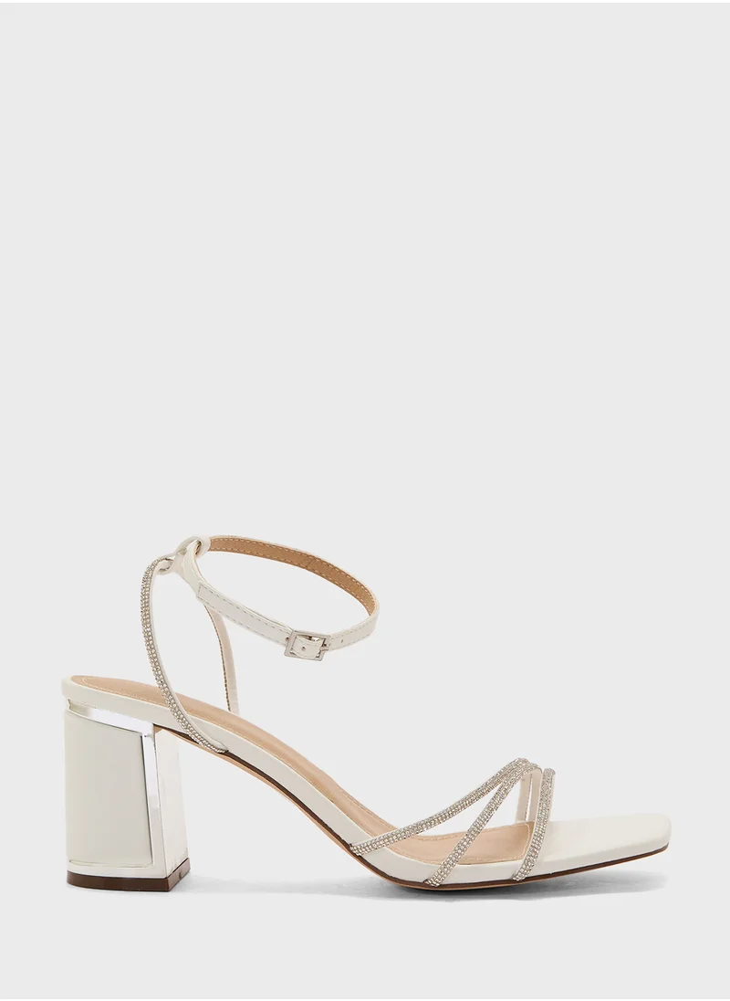 Truffle Ankle Strap Diamante Strap Block Heel Sandal