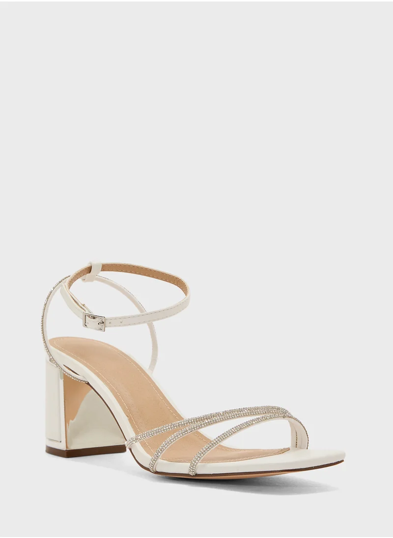Truffle Ankle Strap Diamante Strap Block Heel Sandal