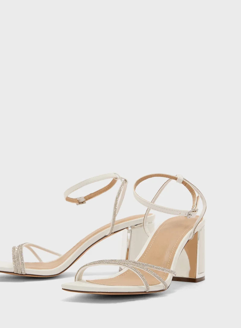 ترافل من نمشي Ankle Strap Diamante Strap Block Heel Sandal