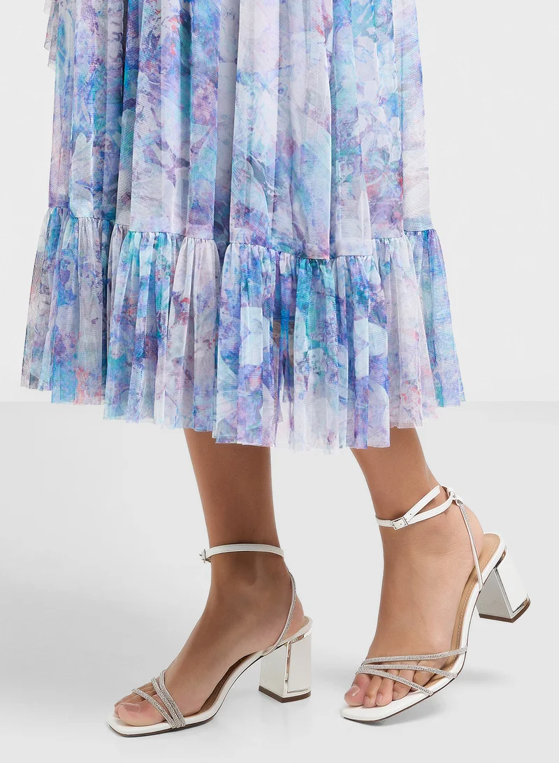 ترافل من نمشي Ankle Strap Diamante Strap Block Heel Sandal