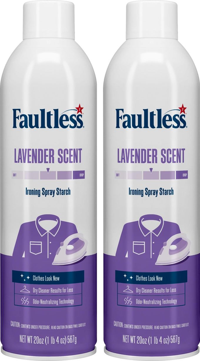Faultless Laundry Starch Spray, Faultless Lavender Spray Starch 20 Oz Cans For A Smooth Iron Glide On Clothes & Fabric Even Spray, Easy Iron Glide, No Reside (Pack Of 2) - Image 1