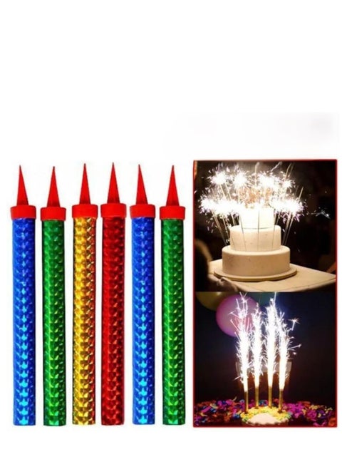 Sparkling Birthday Cake Candles, Multicolor Party Fountain Candles, Pack of 6, Safe to Use, Add a Cheerful Atmosphere, Perfect for Celebrating Happy Occasions and Birthdays