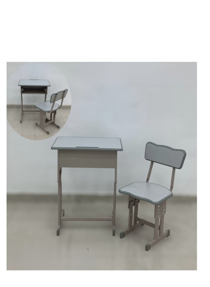 SMART HOME Kids Study Desk Table + Chair Set | Study Table and Chair Set with Fiber Surface and Iron Legs | Table Size 60x40x80cm and Chair Size 30x34x50cm | Adjustable Home Study Set  - Image 2