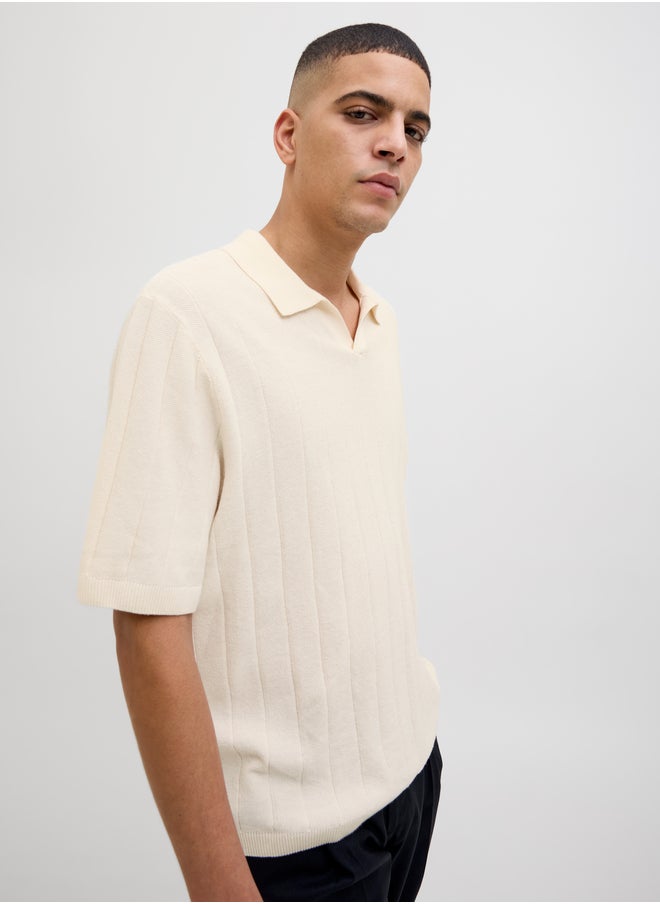 JACK & JONES Striped Textured Short Sleeve Polo Shirt  - Image 1