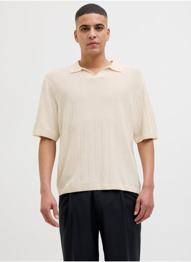 JACK & JONES Striped Textured Short Sleeve Polo Shirt  - Image 4