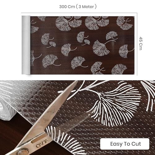 Yellow Weaves PVC Kitchen Mat Fridge Mats 45 cm X 5 Meters Anti Slip Roll, Shelf Liners Sheet for Kitchen, Shelves, Cabinet, Drawer, Wardrobe, Refrigerator, Table (White Leaf) - Image 3