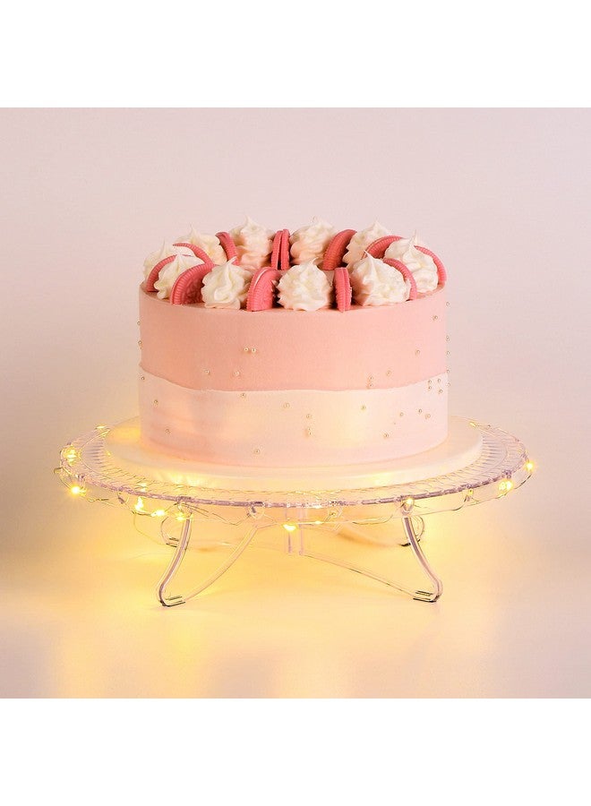 NWK 12inch Lighted Clear Cake Stand Plate Holder with String Lights Fit for 6inch, 8 inch, 10 inch, 12 inch Cakes for Wedding Birthday Cake Decorations - Image 1