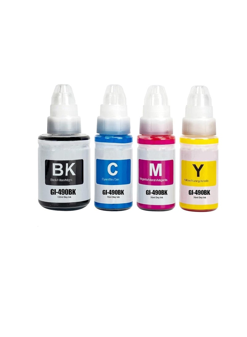 Pack of 4 GI-490 Ink Cartridge Set, Compatible with Canon GI-490 PIXMA G-series Printers, Black, Cyan, Yellow & Magenta  - Image 1