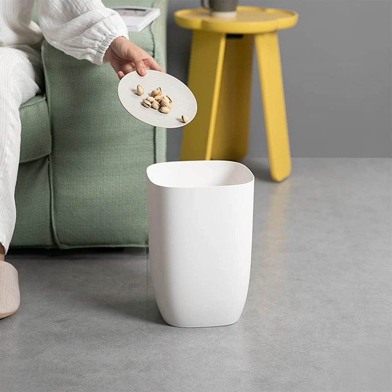 mingol Bathroom Trash Can, Small Garbage Can for Bedroom, Living Room, Kitchen, Slim Cute Plastic Waste Basket for Office, 7L, Matt White - Image 5