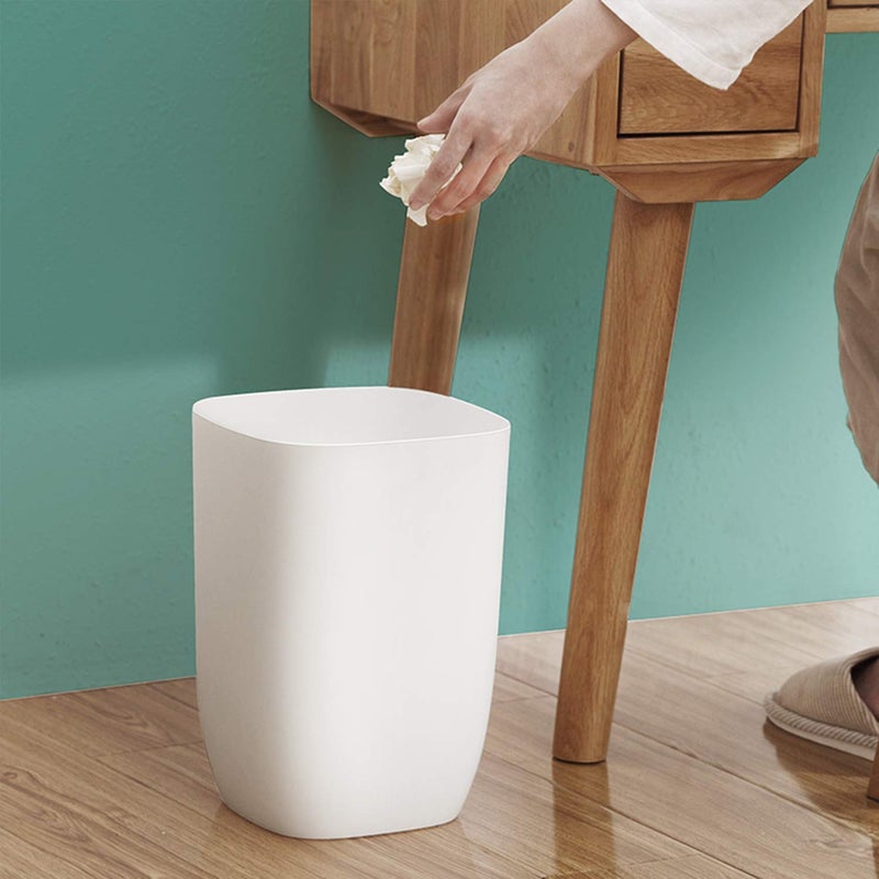 mingol Bathroom Trash Can, Small Garbage Can for Bedroom, Living Room, Kitchen, Slim Cute Plastic Waste Basket for Office, 7L, Matt White - Image 3