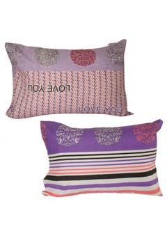 snooze Flat Bed Sheet set 3pcs, 220*240 cm+ Free 2 Pillowcases, Purple Love stares design  - Image 3