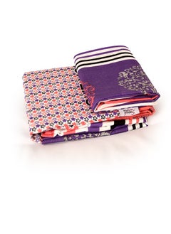 snooze Flat Bed Sheet set 3pcs, 220*240 cm+ Free 2 Pillowcases, Purple Love stares design  - Image 4