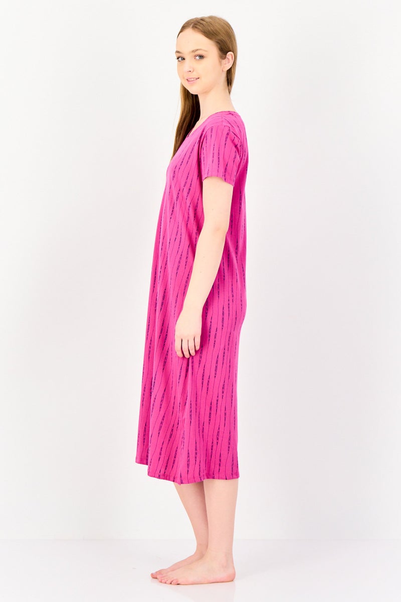 zivame Women Allover Print Short Sleeves Sleepwear Dress, Multicolor - Image 3