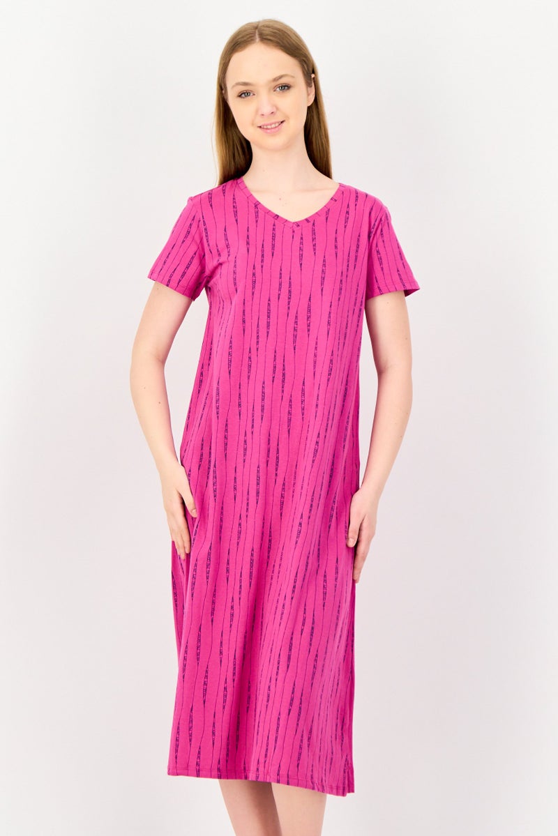 zivame Women Allover Print Short Sleeves Sleepwear Dress, Multicolor - Image 1