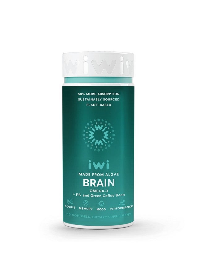 Iwi Life Brain Booster Supports Mental Sharpness & Cognitive Wellness For Focus Mood Performance & Memory Vegan Algae Omega 3 + Ps & Green Coffee Bean Extract Epa Dha & Vitamin B6 30 Day Supply - Image 2