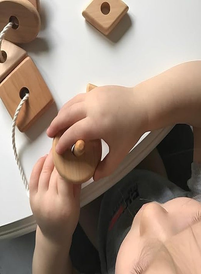 Keebori Wooden Lacing Toy for 2 Year Olds Montessori Fine Motor Skills Development Toy Natural Wood Threading Game for Toddlers Educational Travel for Preschoolers (Geometric) - Image 4