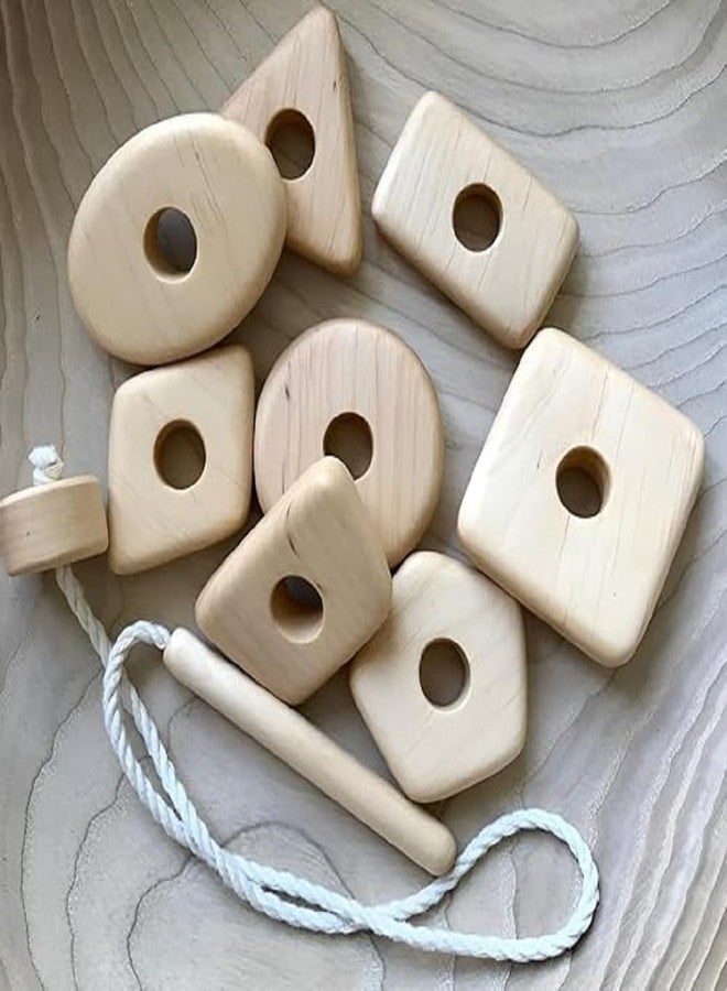 Keebori Wooden Lacing Toy for 2 Year Olds Montessori Fine Motor Skills Development Toy Natural Wood Threading Game for Toddlers Educational Travel for Preschoolers (Geometric) - Image 5