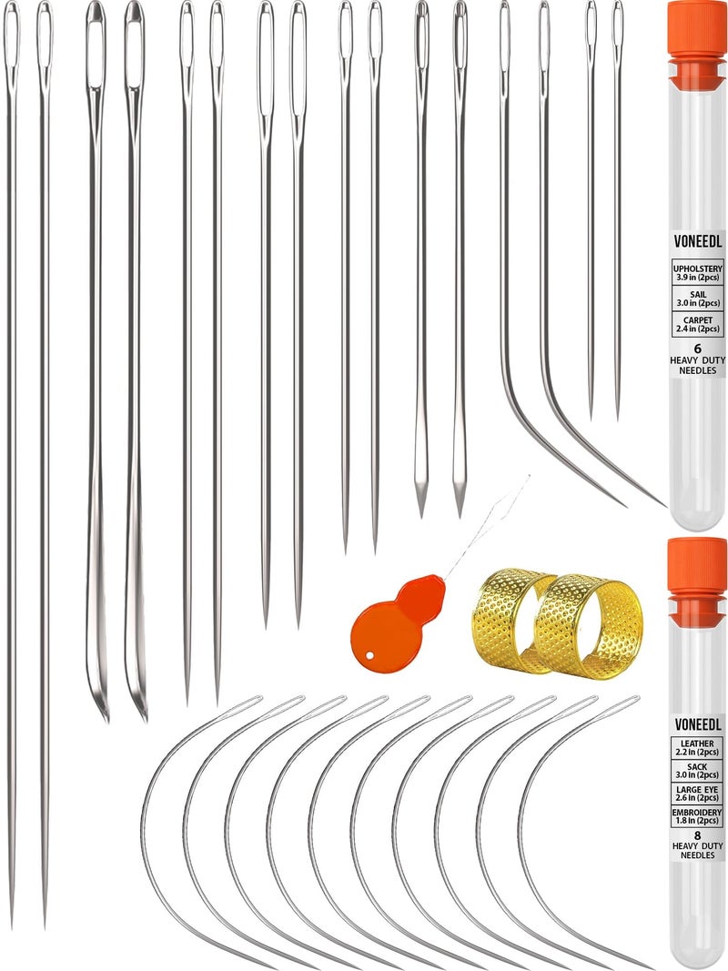 VONEEDL Heavy Duty Hand Sewing Needles Set - 26 Straight and Curved Hand Sewing Needles for Upholstery, Leather, Carpet, Canvas Repair and Sail Crafts - Image 1
