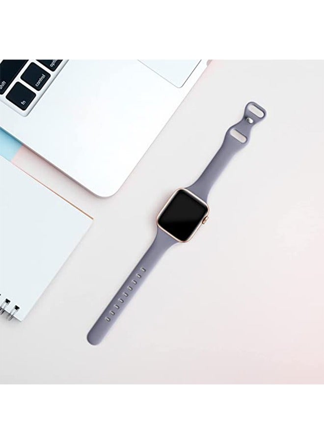 Soft Silicone Slim Thin Narrow Replacement Strap Compatible For Apple Watch SE Series 8/7/6/5/4/3/2/1 (Lavender Gray, 38mm/40mm/41mm) - Image 3