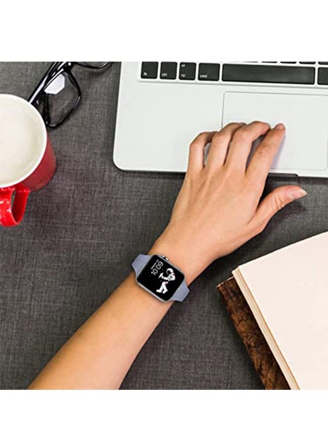Soft Silicone Slim Thin Narrow Replacement Strap Compatible For Apple Watch SE Series 8/7/6/5/4/3/2/1 (Lavender Gray, 38mm/40mm/41mm) - Image 5