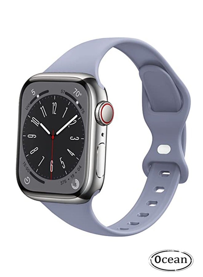 Soft Silicone Slim Thin Narrow Replacement Strap Compatible For Apple Watch SE Series 8/7/6/5/4/3/2/1 (Lavender Gray, 38mm/40mm/41mm) - Image 1