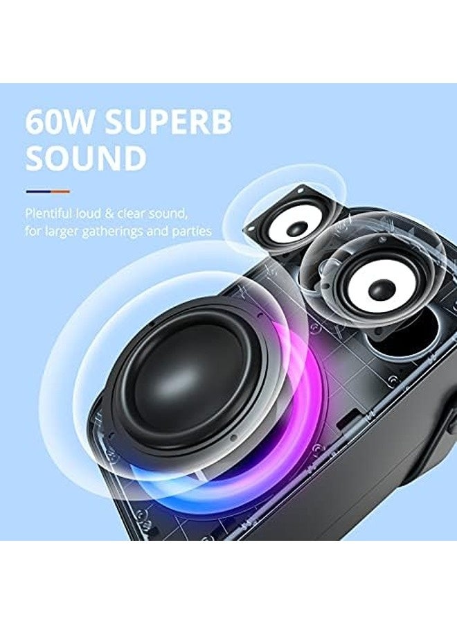 ترونسمارت سماعة كاريوكي Halo 110 مع ميكروفون | سماعة حفلات بلوتوث بقدرة 60 واط، تشغيل حتى 18 ساعة، مقاومة للماء بمعيار IPX6، عرض إضاءة LED، تقنية BassUp، اقتران ستيريو – مثالية للاستخدام الخارجي والمسابح - Image 3