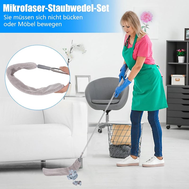 wlich Pack of 7 Telescopic Duster Long Extendable up to 213 cm Spider Web Remover Washable Microfibre Dust Mop with Hook for Ceiling Gaps Cobwebs - Image 5
