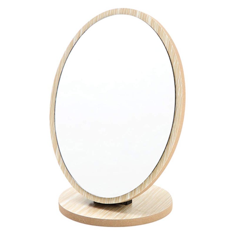 Aestivate Oval Compact Table Mirror - Wood Framed Desktop Mirror with 90 Degree Rotation for Makeup & Cosmetic - Image 1