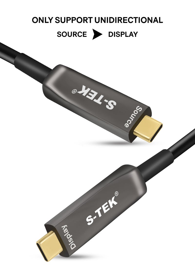 S-TEK - S-TEK USB-C to USB-C Cable Optical Fiber Cable (10 Gbps), USB GEN 3.2 Cable 2 x 2 AOC supports Ultra HD Video Output at 4K 60 Hz, USB-C Cable for VR, Webcam, TV, Camera, Laptop and More. - Image 1