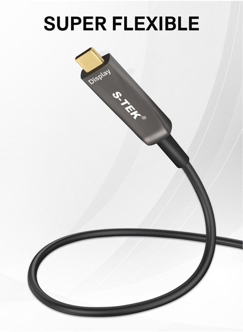 S-TEK - S-TEK USB-C to USB-C Cable Optical Fiber Cable (10 Gbps), USB GEN 3.2 Cable 2 x 2 AOC supports Ultra HD Video Output at 4K 60 Hz, USB-C Cable for VR, Webcam, TV, Camera, Laptop and More. - Image 1