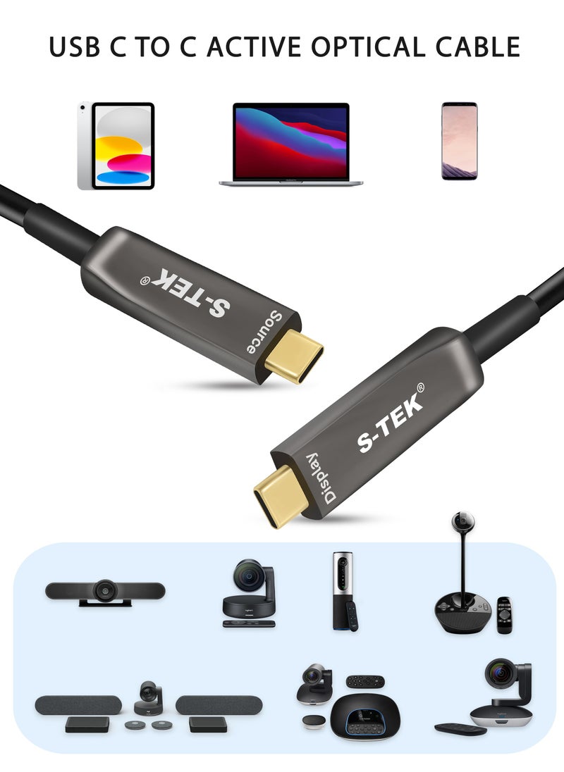 S-TEK - S-TEK USB-C to USB-C Cable Optical Fiber Cable (10 Gbps), USB GEN 3.2 Cable 2 x 2 AOC supports Ultra HD Video Output at 4K 60 Hz, USB-C Cable for VR, Webcam, TV, Camera, Laptop and More. - Image 1