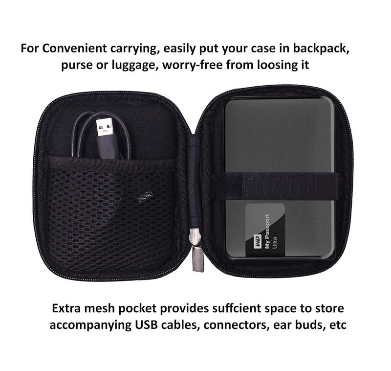 Saco External Hard Disk Pouch Cover for Seagate One Touch 4TB/5TB External HDD with Password Protection Hard Disk Case (Maximum Size fits Upto 12.5 x 9.2 cm) - Black - Image 4