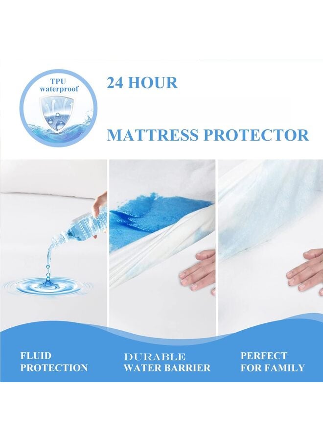 واقي مرتبة فاخر مقاوم للماء بمقاس مزدوج، وسادة مرتبة ناعمة وجيدة التهوية، غطاء سرير مقاوم للماء وصامت 180×200 سم - Image 3