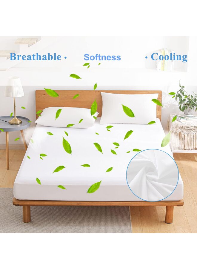 واقي مرتبة فاخر مقاوم للماء بمقاس مزدوج، وسادة مرتبة ناعمة وجيدة التهوية، غطاء سرير مقاوم للماء وصامت 180×200 سم - Image 5