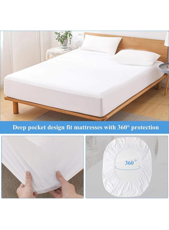 واقي مرتبة فاخر مقاوم للماء بمقاس مزدوج، وسادة مرتبة ناعمة وجيدة التهوية، غطاء سرير مقاوم للماء وصامت 180×200 سم - Image 2