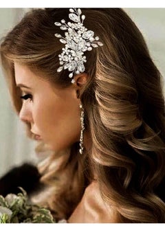 XiuWoo Crystal Bride Wedding Hair Comb, Pearl Bridal Piece Accessories For Women And Girls, Silver  - Image 1