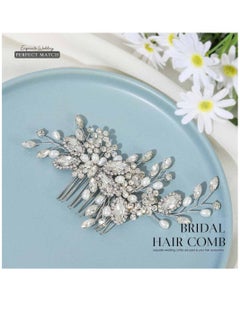XiuWoo Crystal Bride Wedding Hair Comb, Pearl Bridal Piece Accessories For Women And Girls, Silver  - Image 4