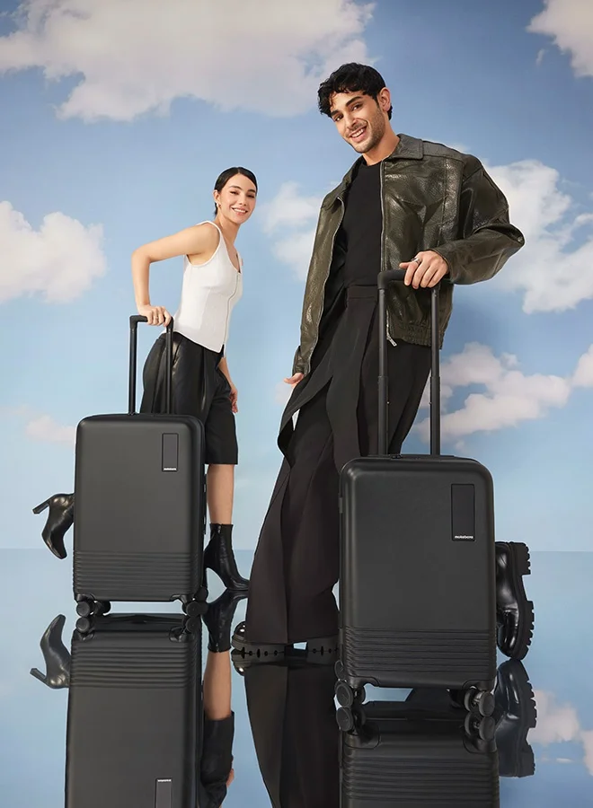 موكوبارا للتجارة ذ.م.م طقم حقائب سفر قطعتين بشحن  وقفل  - بولي كربونات ألماني ماكرولون | موني موفز، أسود